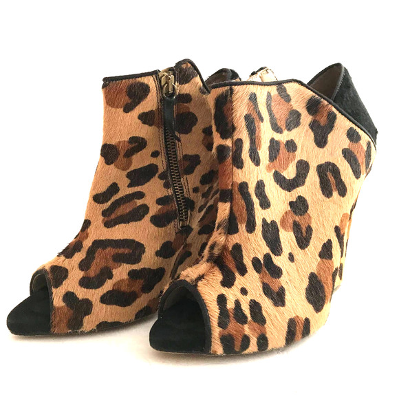 Zara Leopard Print Wedge Booties Size 40 - Picture 3 of 7